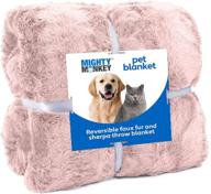 🐾 soft reversible sherpa pet blanket, 32x40, machine washable, plush and cozy faux fur throw, puppy bed cover, for crates, couch, car – medium size, snuggly pink logo