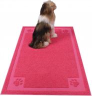 flexible & non-slip pet feeding mat - large size 24" x 36" - perfect for dogs & cats - waterproof & easy to clean - rose red color logo