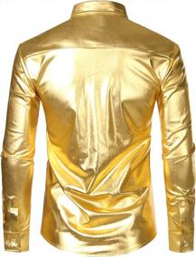 img 3 attached to LucMatton Men'S Metallic Long Sleeve Slim Fit Button Down Shirts For Club, Rock, Hip Hop, Disco Party Cosplay
