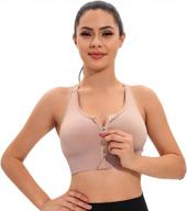 women zip front closure sports bra medium impact push up wirefree yoga bras racerback workout gym bra top логотип