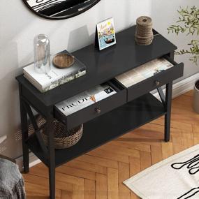 img 2 attached to Narrow Black Console Table With Drawers - Ideal For Entryway Or Sofa Area - ChooChoo Oxford Design