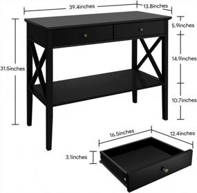 img 3 attached to Narrow Black Console Table With Drawers - Ideal For Entryway Or Sofa Area - ChooChoo Oxford Design