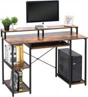 topsky computer desk with storage shelves/23.2” keyboard tray/monitor stand study table for home office(46.5x19 inch, rustic brown) logo