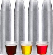200 pack clear 1 ounce plastic shot glasses - premium mini hard 🥃 plastic, disposable and reusable cups for samples, jello shots, bachelorette, birthdays, weddings, desserts - bulk logo