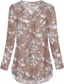 img 1 attached to Chic And Stylish: Youtalia Women'S Printed Chiffon Blouse With 3/4 Cuffed Sleeves And V-Neckline