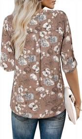 img 2 attached to Chic And Stylish: Youtalia Women'S Printed Chiffon Blouse With 3/4 Cuffed Sleeves And V-Neckline