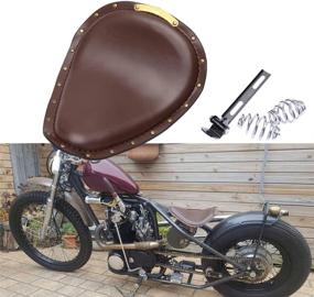 img 4 attached to DREAMIZER Motorcycle Seat Leather Saddle Cushion Black Spring Baseplate Compatible With Sportster XL 1200 883 48 Chopper Bobber