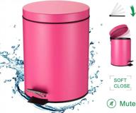 small trash can with lid - 5 liter/1.3 gallon round, silent open & soft close, waterproof and easy to clean (rose pink) logo