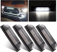 🚘 enhance your vehicle's style with 4pcs 4 inch smoked white front center grille led marker lights kit daytime running lamps, 4" smoke lens white led utility strip marker lights bar 9led compatible with tacoma/4runner/tundra/silverado логотип