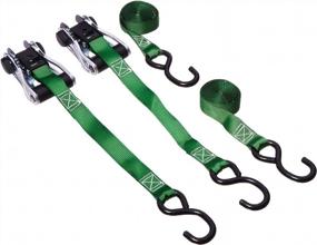 img 1 attached to Secure Your Light-Duty Transport With SmartStraps 10-Foot Ratchet Straps - Green 2Pk With 1,500 Lbs Break Strength And 500 Lbs Safe Work Load.