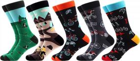 img 4 attached to Colorful Combed Cotton Crew Socks For Men - Fancy Novelty & Casual Dress Socks Pack By WeciBor
