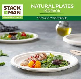 img 1 attached to 🍽️ 125-Pack 10 Inch Compostable Bagasse Plates - Eco-Friendly Disposable White Plates Made from Natural Sugarcane Fibers - 10" Biodegradable Paper Plates by Stack Man
