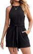 chic and comfy: zesica women's halter neck knot front romper with pockets for summer logo