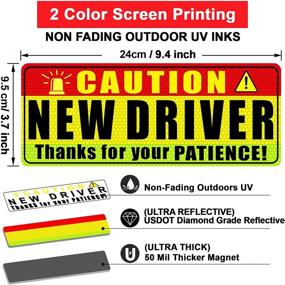 img 3 attached to 🚗 Sukh 3-Piece New Driver Magnet Set - Student Driver Car Magnets Increase Safety - Funny and Eye-Catching Yellow, Red, and Green Warning Signs for Rookie Drivers' Bumpers