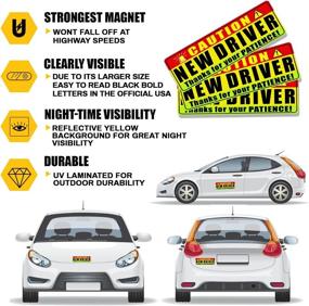 img 2 attached to 🚗 Sukh 3-Piece New Driver Magnet Set - Student Driver Car Magnets Increase Safety - Funny and Eye-Catching Yellow, Red, and Green Warning Signs for Rookie Drivers' Bumpers