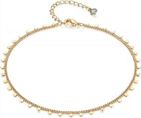 img 4 attached to 14K Gold Plated Fettero Chain Anklet - Boho Beach Minimalist Foot Jewelry
