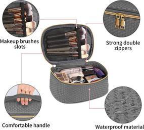 img 3 attached to KTMOUW 3 Pcs Waterproof Makeup Bag Set Portable Travel Cosmetic Storage Organizer Weave Toiletry Bag For Women And Girls, Grey