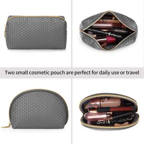 img 2 attached to KTMOUW 3 Pcs Waterproof Makeup Bag Set Portable Travel Cosmetic Storage Organizer Weave Toiletry Bag For Women And Girls, Grey