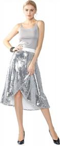 img 2 attached to Sparkly Sexy Irregular Hem Midi Skirt: Metme Split Skirt High Waist Casual Flowy For Work & Party