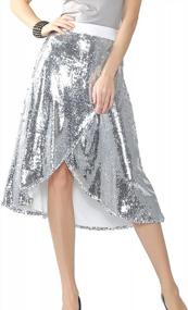img 4 attached to Sparkly Sexy Irregular Hem Midi Skirt: Metme Split Skirt High Waist Casual Flowy For Work & Party