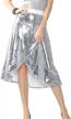 sparkly sexy irregular hem midi skirt: metme split skirt high waist casual flowy for work & party logo