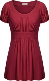 img 4 attached to Helloacc Womens Round Neck Short Sleeve A Line Pleated Empire Waist Tunic Tops