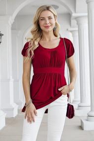 img 1 attached to Helloacc Womens Round Neck Short Sleeve A Line Pleated Empire Waist Tunic Tops