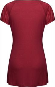 img 3 attached to Helloacc Womens Round Neck Short Sleeve A Line Pleated Empire Waist Tunic Tops