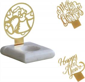 img 3 attached to Подсвечник Shadow Marble &amp; Brass Tealight: идеально подходит для свадеб, дней рождения, Дня благодарения и новогодних украшений!