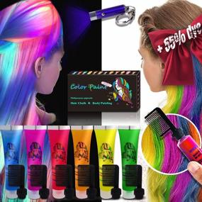 img 4 attached to Glow In The Dark Temporary Hair Dye For Dark And Light Hair, Perfect For Parties And Festivals, Dye More Than Hair Chalk, Great Gift For Girls And Boys