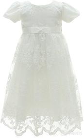 img 4 attached to 👶 Christening Baptism Gown: Flower adorned Baby Girl Dress for Formal Parties & Special Occasions - Toddler/Infant Dresses