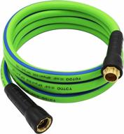 5/8" x 10' garden hose - heavy duty hybrid, kink resistant, all-weather flexible with swivel grip handle & 3/4" ght brass fittings (green + blue) logo