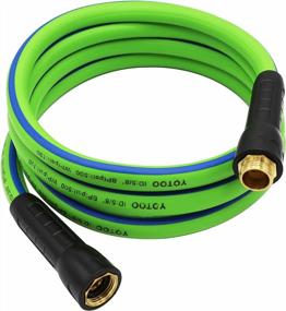 img 4 attached to 5/8" X 10' Garden Hose - Heavy Duty Hybrid, Kink Resistant, All-Weather Flexible With Swivel Grip Handle & 3/4" GHT Brass Fittings (Green + Blue)