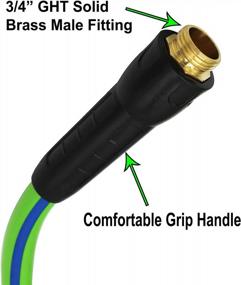 img 1 attached to 5/8" X 10' Garden Hose - Heavy Duty Hybrid, Kink Resistant, All-Weather Flexible With Swivel Grip Handle & 3/4" GHT Brass Fittings (Green + Blue)