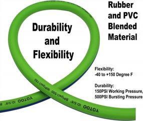 img 3 attached to 5/8" X 10' Garden Hose - Heavy Duty Hybrid, Kink Resistant, All-Weather Flexible With Swivel Grip Handle & 3/4" GHT Brass Fittings (Green + Blue)