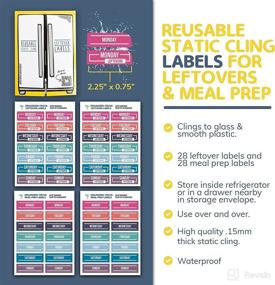 img 3 attached to Colorful Reusable Food Label Stickers - 56 Static Cling Food Labels for Fridge/Freezer Organization, Kitchen Accessories & Meal Prep Containers Storage