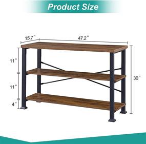 img 2 attached to 47-Inch Long 3 Tier Industrial Rustic Console Sofa Table With Storage Shelf For Living Room, Hallway - Brown Finish - HOMBAZAAR