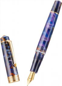img 3 attached to Перьевая ручка с поршнем Asvine P20, фиолетовая смола, тонкое перо из иридия, золотая отделка, деловая подпись, коллекция Smooth Writer с набором футляров