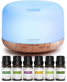img 4 attached to Relax And Rejuvenate: 500Ml ASAKUKI Essential Oil Diffuser Kit With Top 6 Essential Oils In 14 LED Colors And Auto Shut-Off!