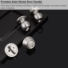 img 2 attached to Knobonly Satin Nickel Front Door Handleset With Keyed Cylinder Deadbolt - All Sets Keyed Alike For Convenient Security