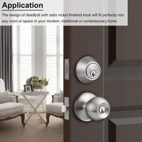 img 1 attached to Knobonly Satin Nickel Front Door Handleset With Keyed Cylinder Deadbolt - All Sets Keyed Alike For Convenient Security