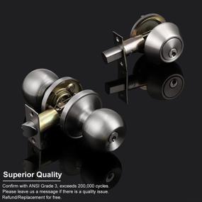 img 3 attached to Knobonly Satin Nickel Front Door Handleset With Keyed Cylinder Deadbolt - All Sets Keyed Alike For Convenient Security