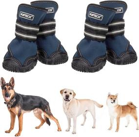 img 4 attached to 🐾 PUPTECK Dog Boots: Hot Pavement Paw Protector for Medium to Large Doggies - Waterproof, Anti-Slip, Reflective Straps - Ideal for Outdoor Hiking, Walking, and Running (2 Pairs)