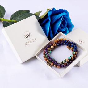 img 3 attached to Healing Gemstone Mala Bead Bracelet - 7 Chakra 108 Prayer Necklace For Yoga Meditation