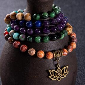 img 1 attached to Исцеляющий браслет из бисера Мала из драгоценных камней - 7 чакр 108 молитвенное ожерелье для медитации йоги