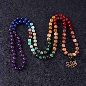 img 2 attached to Healing Gemstone Mala Bead Bracelet - 7 Chakra 108 Prayer Necklace For Yoga Meditation