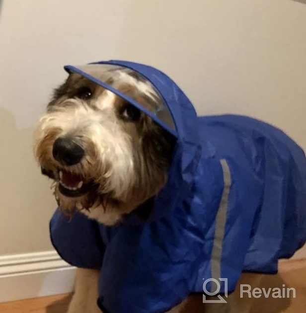 img 1 attached to Waterproof Dog Raincoat With Adjustable Belly Strap, Leash Hole & Reflective Strip - Lightweight Breathable Hoodie Jacket For Medium Large Dogs - Easy To Wear review by Bruce Garner