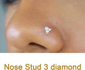 img 1 attached to 20G Diamond Nose Rings Stud For Women - QWALIT Surgical Steel L Shaped Flower Heart Stud Nose Piercing