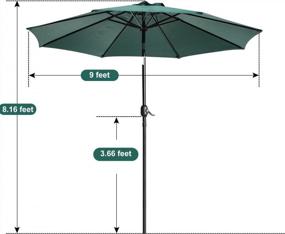 img 1 attached to UHINOOS 9FT Patio Umbrella - 8 Ribs, Aluminum Alloy Pole & Tilt Button, Fade Resistant Waterproof Outdoor Table Umbrella (Green)