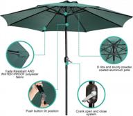 uhinoos 9ft patio umbrella - 8 ребер, стойка из алюминиевого сплава и кнопка наклона, устойчивый к выцветанию водонепроницаемый наружный настольный зонт (зеленый) логотип